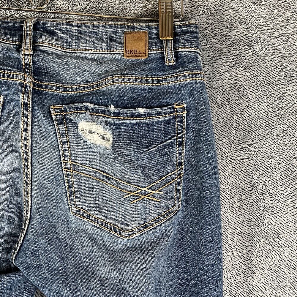 BKE Payton Jeans Womens 28R Blue Denim Cropped Mid-Rise Distressed Stretch - Picture 5 of 16